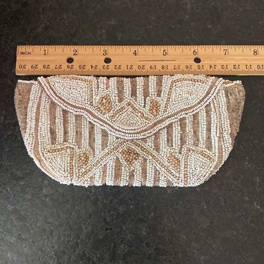 Antique‎ Vintage 1920’s white and champagne Beaded clutch dance purse - Picture 8 of 8